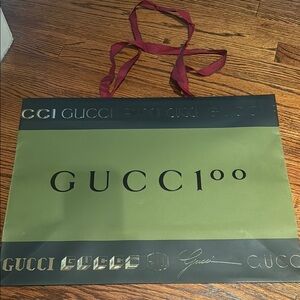 Gucci Olive and Black Tote with Red Handles, shopping bag